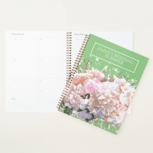 Romantische witte brandkranen, roze witte bloemen planner (Display)