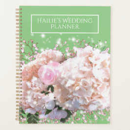 Romantische witte brandkranen, roze witte bloemen planner