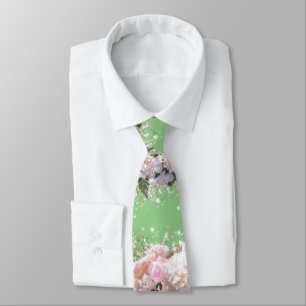 Romantische witte brandkranen, roze witte bloemen stropdas