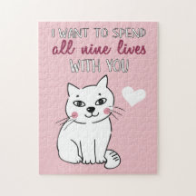 Romantische witte cartoon katteliefdesverklaring