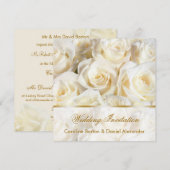 Romantische witte-crème rozen Huwelijksuitnodiging Kaart (Voorkant / Achterkant)