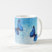 Romantische witte en donkerblauwe vlinder koffiemok (Voorkant rechts)