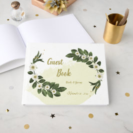 romantische witte en goudbloemen groener gastenboek