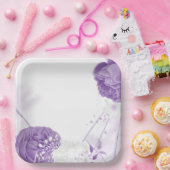 romantische witte en paarse bruiloft papieren bordje (Feest)