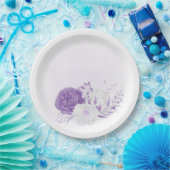 romantische witte en paarse bruiloft papieren bordje (Feest)