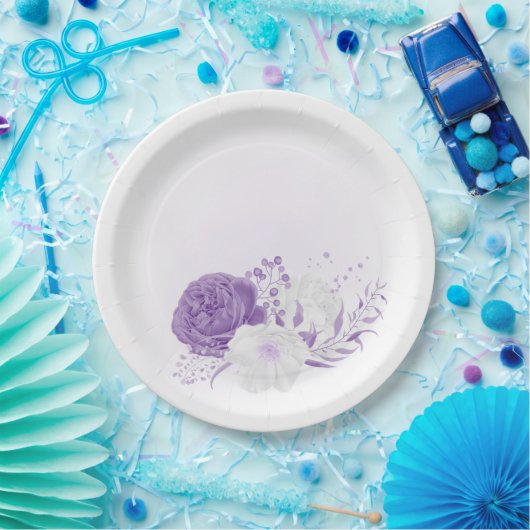 romantische witte en paarse bruiloft papieren bordje (Feest)