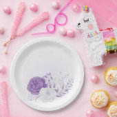 romantische witte en paarse bruiloft papieren bordje (Feest)