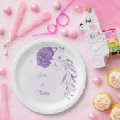 romantische witte en paarse zweden papieren bordje (Feest)