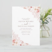 Romantische witte en roze rozen bruiloft uitnodigi kaart (Staand voorkant)