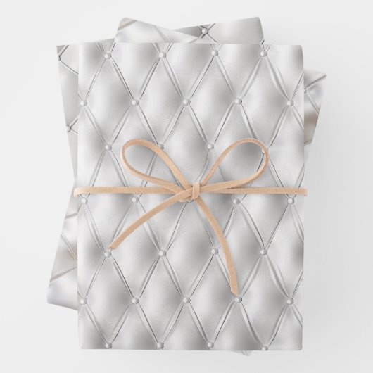 Romantische witte faux lederen bruiloft inpakpapier vel (In situ)