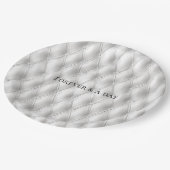 Romantische witte faux lederen bruiloft papieren bordje (Gekanteld)