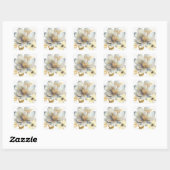 Romantische witte gouden bloemen dank u vierkante sticker (Vel)