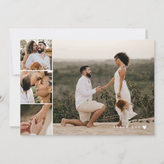 Romantische witte hart bruiloft foto's dank u bedankkaart (Voorkant)