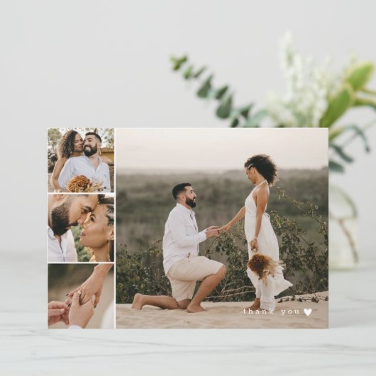 Romantische witte hart bruiloft foto's dank u bedankkaart (Staand voorkant)