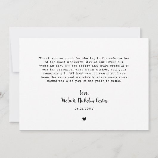 Romantische witte hart bruiloft foto's dank u bedankkaart (Achterkant)
