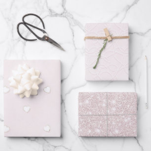 Romantische Witte Harten Roze Valentijnsdag Inpakpapier Vel