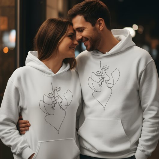 Romantische witte hoodie voor koppels