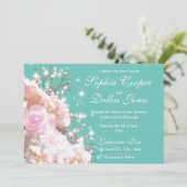 Romantische witte hoofdbrandkranen roze rozen kaart (Staand voorkant)