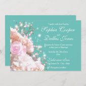 Romantische witte hoofdbrandkranen roze rozen kaart (Voorkant / Achterkant)