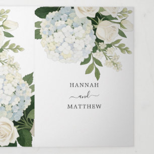 Romantische witte hortensia Roos Elegante bruiloft Drieluik Uitnodiging