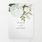 Romantische witte hortensia Roos Elegante bruiloft Drieluik Uitnodiging (Cover)