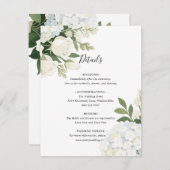 Romantische witte hortensia Roos Elegante bruiloft Informatiekaartje (Voorkant / Achterkant)