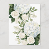 Romantische witte hortensia Roos Elegante bruiloft Informatiekaartje (Achterkant)
