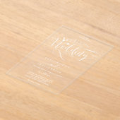 Romantische witte kalligrafie acryl bruiloft uitnodigingen (Laagn)