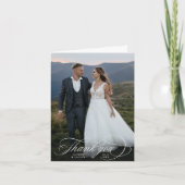 Romantische witte kalligrafie bruiloft foto gevouw bedankkaart (Voorkant)