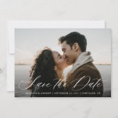 Romantische witte kalligrafie foto save the date (Voorkant)