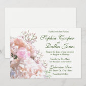 Romantische witte kant hydrangea roze rozen Huweli Kaart (Voorkant / Achterkant)