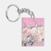 Romantische witte kant hydrangea roze rozen Tante Sleutelhanger (Voorkant Links)