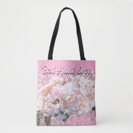 Romantische witte kant hydrangea roze rozen Tante Tote Bag