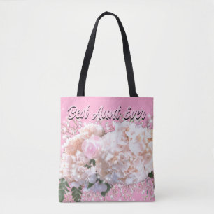 Romantische witte kant hydrangea roze rozen Tante Tote Bag