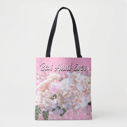 Romantische witte kant hydrangea roze rozen Tante Tote Bag (Voorkant)