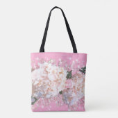 Romantische witte kant hydrangea roze rozen Tante Tote Bag (Achterkant)