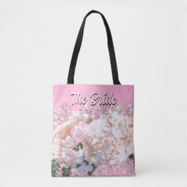 Romantische witte kant hydrangea's roze rozen Brui Tote Bag