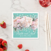 Romantische witte kant hydrangea's roze rozen servet (Insitu)
