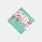 Romantische witte kant hydrangea's roze rozen servet (Hoek)