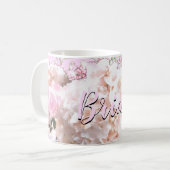 Romantische witte kranen (hydrangeas roze rozen) B Koffiemok (Voorkant links)