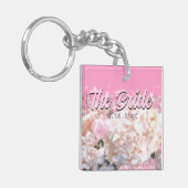 Romantische witte kranen (hydrangeas roze rozen) B Sleutelhanger (Voorkant Links)