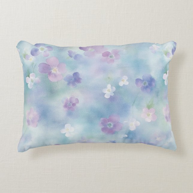 Romantische  witte lavendelbloemen accent kussen (Voorkant)