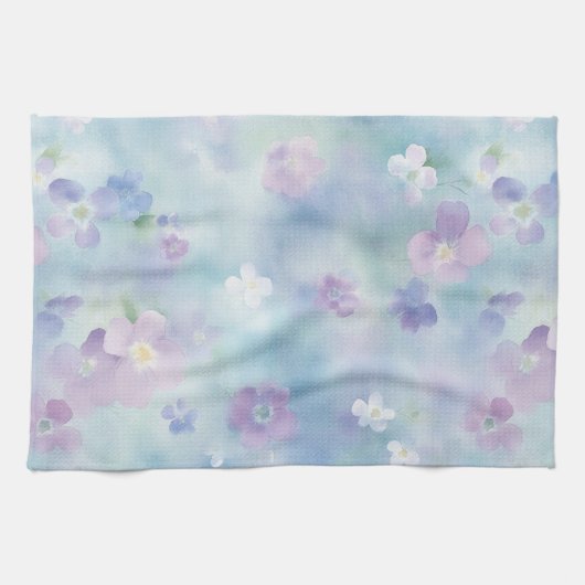 Romantische  witte lavendelbloemen theedoek (Horizontaal)