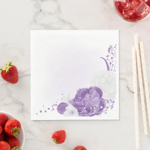 romantische witte & paarse bruiloft servet