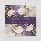 Romantische witte Paarse Rozen weddingplanner Vierkante Visitekaartje (Voorkant)