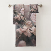 Romantische witte pauw en blos roze bloemen bad handdoek (Insitu)