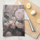 Romantische witte pauw en blos roze bloemen theedoek (Quarter Fold)