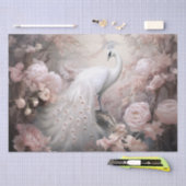 Romantische witte pauw en blos roze bloemen tissuepapier (Craft)