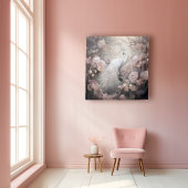 Romantische witte pauw en blos roze bloemen wandkleed