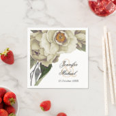 Romantische witte pioenen bruiloft servet (Insitu)